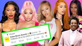 ‼️VMAs SNUB Nicki Minaj Megan amp Latto get multiple nominations JT amp Lil Uzi relationship Ice Spic [upl. by Onailime]