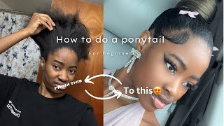 How to do a slick back ponytail easy for beginners [upl. by Tterraj62]