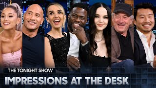 Impressions at the Desk with Ariana Grande The Rock Kevin Hart and More [upl. by Shaughnessy960]