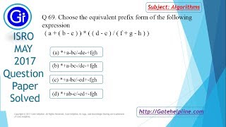 ISRO MAY 2017 Q69 Choose the equivalent prefix form of the following expression [upl. by Elbon275]