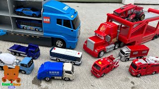 Blue Car Carrier VS Red Car Carrier Lets Look for Diecast Cars amp 4 Car Stories【Kumas Bear Kids】 [upl. by Niryt758]