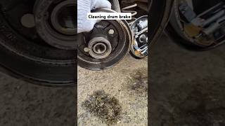 Cleanings the drum brake area brake cylinder tips engineering [upl. by Kera590]