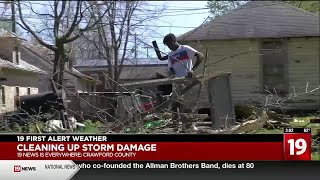 Cleaning up storm damage in Crawford County [upl. by Namien]