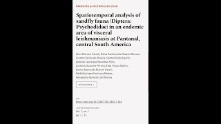 Spatiotemporal analysis of sandfly fauna Diptera Psychodidae in an endemic area of  RTCLTV [upl. by Lau468]