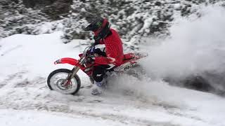 A Honda CRF150R Rip in the Snow with Carson Brown [upl. by Selrahcnhoj]