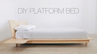 DIY Platform Bed With Buildin Nightstands  Modern Builds [upl. by Alleyne]