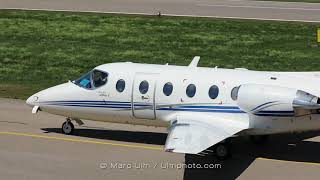 Hawker Beechcraft 400XP Taxiing  Take Off Augsburg Airport [upl. by Cobbie]