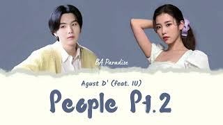 Agust D People Pt2 Feat IU Lirik Terjemahan Indonesia Suga BTS [upl. by Aicenev]