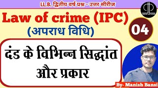 Theories Of punishment amp types in hindi। दंड के विभिन्न सिद्धांत और प्रकार। [upl. by Kcira]