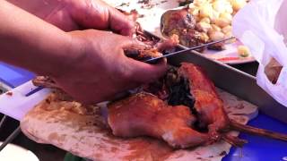 Street Food in Peru Cusco  Roasted Guinea Pig [upl. by Ztnahc]