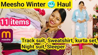 Meesho Winter Haul 260Rs 🥰 Woollen kurtiSweatshirtVelvet suitTrack suitWoollen night suitjacket [upl. by Arym]