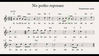 NO POTHO REPOSARE  Tradizionale Sardo  Spartito facile  Flauto  Violino  Accordi  Play along [upl. by Liek]