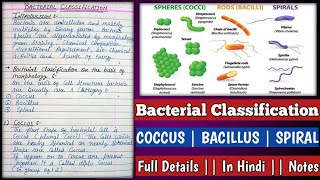 Bacterial Classification  Coccus  Bacillus  Spiral  Bacterial classification in hindi [upl. by Llerrat]