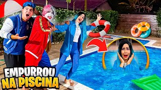 O ARLEQUINO EMPURROU A SUA SOGRA GIGI NA PISCINA ela ficou furiosa [upl. by Eltsryk]