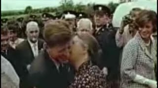 June 27 1963  Mary Ryan welcomes 3rd cousin John F Kennedy on his homecoming to Dunganstown [upl. by Bbor]