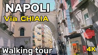 Napoli Via ChiaiaPzza dei MartiriVia Calabritto walking tour 4K HDR [upl. by Sirac]