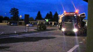 SCANIA R620 partenza trasporto eccezionale GIURIATO amp FORTUNA [upl. by Eeleak]