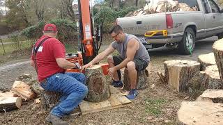 County Line 32 Ton Wood Splitter Goes Vertical Splitting Big Ash Rounds [upl. by Ebonee]