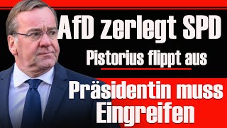 AfD zerlegt SPD – Pistorius rastet aus Präsidentin greift ein [upl. by Nwahsear]