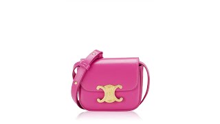 Celine Shiny Calfskin Triomphe Claude Mini Shoulder Bag Pink [upl. by Ahsyla62]