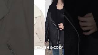 Lamb Fur Faux Leather Jacket Coat Winter Warm Outerwear with Belt [upl. by Aneladdam92]