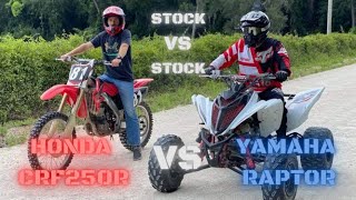 STOCK Honda CRF 250R VS STOCK Yamaha Raptor [upl. by Bramwell]