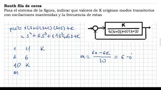 Video Ejercicio DS Routh forzando fila de ceros Sistema oscilatorio puro [upl. by Remas]