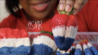 ASMR EATING MEMORIAL DAY TREATS❤️🤍💙 [upl. by Puiia]