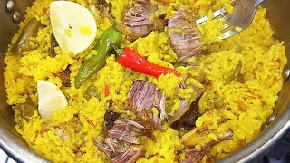 Cooking meat and rice Kabsa Recipe  Arabian Kabsa Rice Dish [upl. by Eiliab]