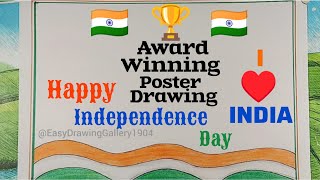 Independence Day Drawing Easy StepsHow to draw Independence day posterSwatantrata Diwas Drawing [upl. by Vincents]