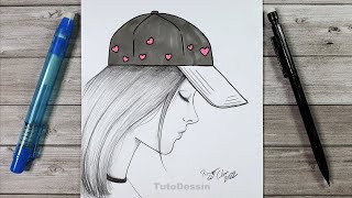 Comment dessiner une fille avec une casquette pour les débutants  Dessin pas à pas [upl. by Tnaryb]