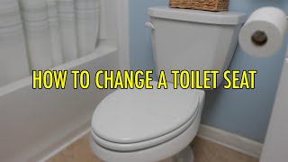 How to Replace a Toilet Seat  identifying the type you need removing a seat amp installing a new one [upl. by Akinor]