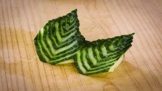 Japanese Cucumber Leaf Decoration Sushi Garnish [upl. by Florinda]