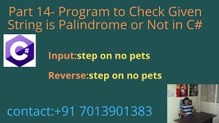 Program to Check Given String is Palindrome or Not in C  Part 14 [upl. by Laius]