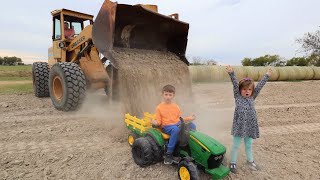 Playing in the dirt with tractors  Kids tractors digging dirt compilation  Tractors for kids [upl. by Zashin]