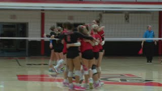 Assumption volleyball tops Anamosa in four sets amp goes to state [upl. by Glenden]