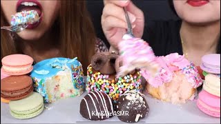 KIM amp LIZ ASMR BITES ONLY CAKES ampamp MACARONS ASMR [upl. by Nnaoj]