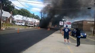 Teterboro NJ  Dump Truck Vs Power Lines With Fire [upl. by Llebpmac709]