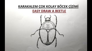 KARAKALEM KOLAY BÖCEK ÇİZİMİ  EASY DRAWİNG BEETLE  INSECT [upl. by Pals532]