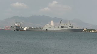 USS Anchorage LPD 23 Docks In The Philippines [upl. by Ajam202]