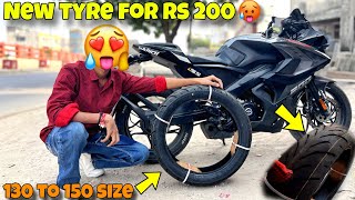 New big Tyre For Bajaj Pulsar Rs 200 🥵  Size Upgrade 130 To 150 🔥  The Rj29 Rider [upl. by Magner]