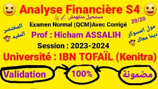 Analyse Financière S4  Examen Normal Avec Corrigé 👍✍️ Prof  HASSALIH 😀  Session  20232024 [upl. by Ydolem]