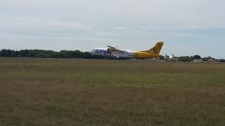 Aurigny ATR 72500 GLERE landing at Guernsey Airport GR603 from LGW 17072017 [upl. by Alioz]