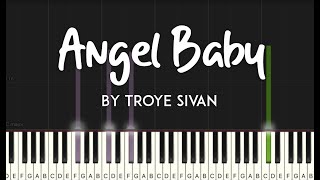 Angel Baby by Troye Sivan synthesia piano tutorial  sheet music [upl. by Diraf]