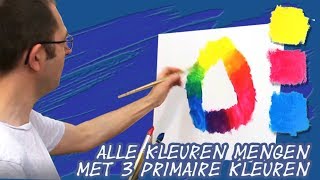 Kleuren mengen met acrylverf maak alle kleuren met 3 primaire kleuren Schilderles Toon Nagtegaal [upl. by Star]