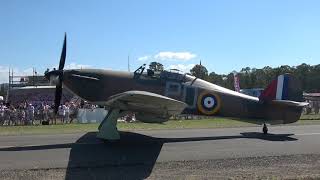 Hawker Hurricane Mk XII  IIB VHJFW Start up Hunter Valley Airshow [upl. by Oinotla]