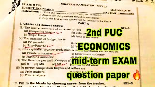 2nd PUC ECONOMICS midterm EXAM question paper 🔥 FOR REFERENCE 🔥 [upl. by Asilak]