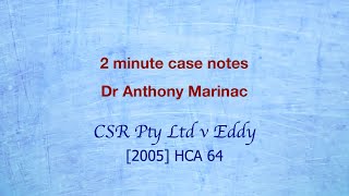 CSR Pty Ltd v Eddy Damages for loss of capacity to provide gratuitous services [upl. by Hiltner885]