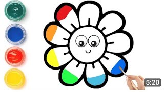 Flower drawing coloring amp painting for kids and toddlers [upl. by Hallee]