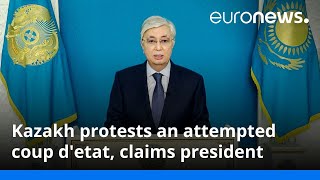 Kazakh protests an attempted coup detat claims president [upl. by Sitnalta]